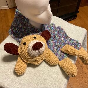 40”hand crochet doggy neck scarf for child